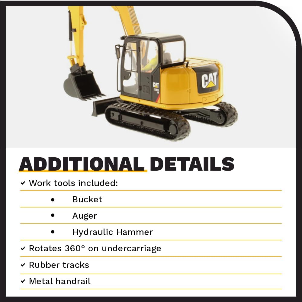 Diecast Masters CAT 308E2 Excavator with included work tools