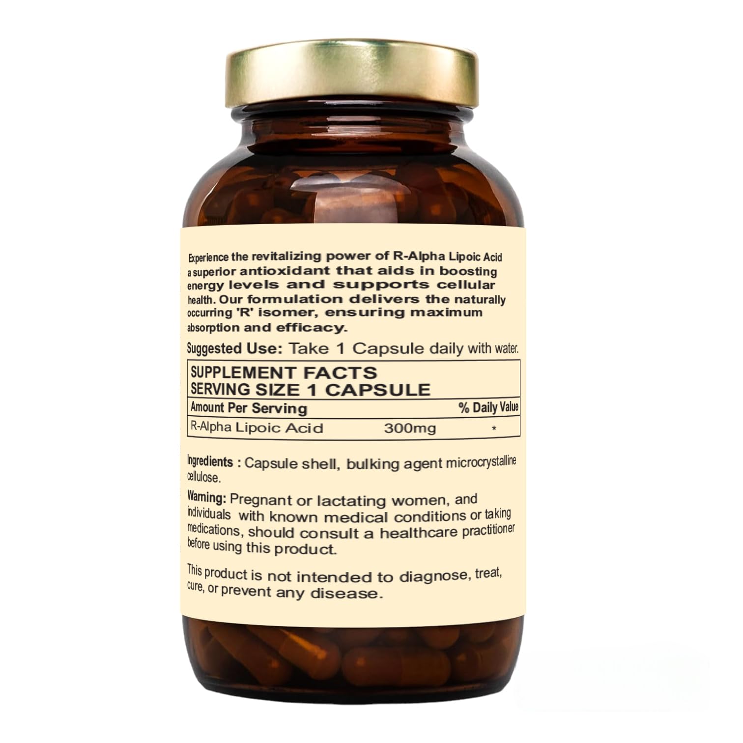 NutraLiebe R-Alpha Lipoic Acid (Thiotic Acid) 300mg - High Potency, Non-GMO, Antioxidant Support, 90 Capsules - Image 7 thumbnail
