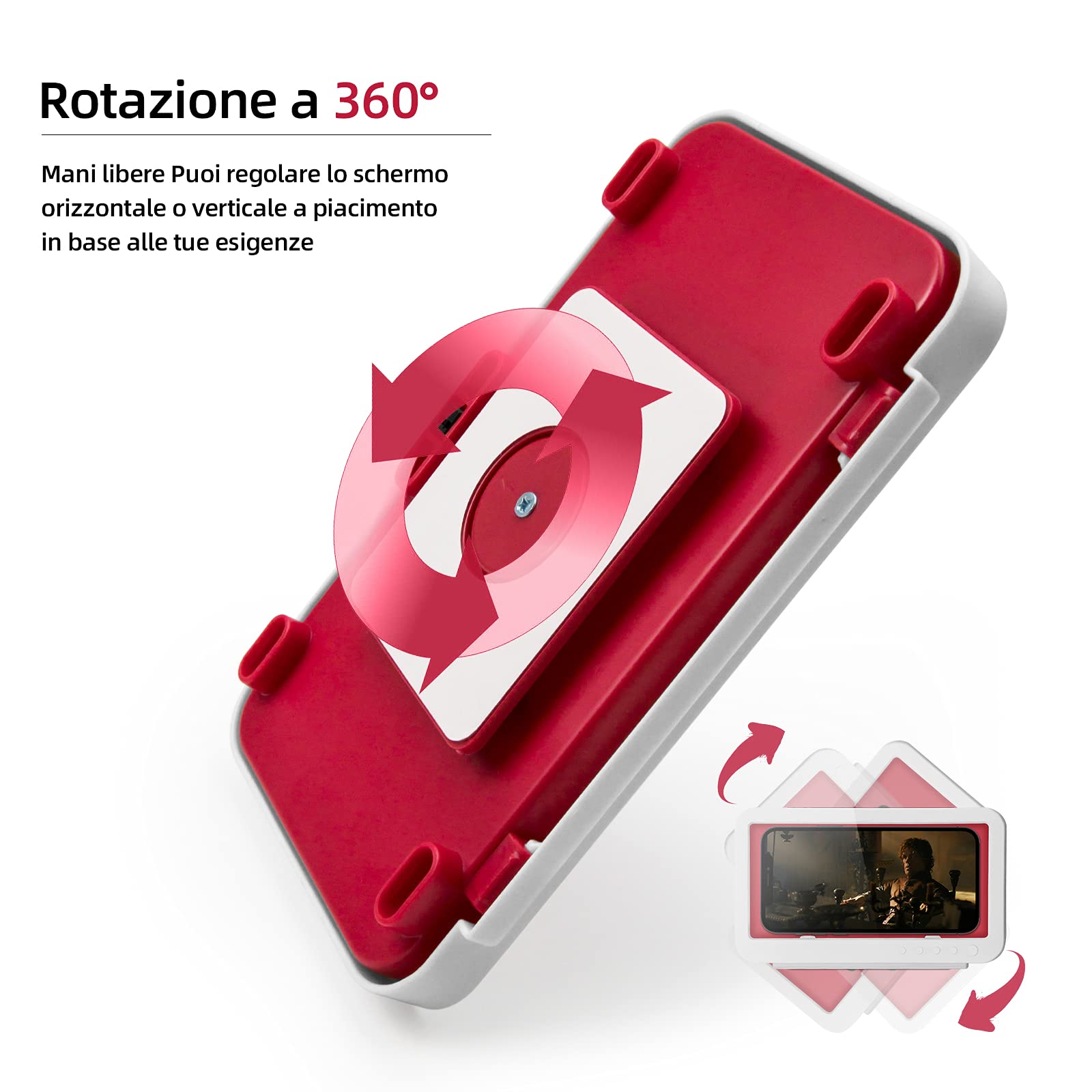 Supporto Telefono Doccia Impermeabile IPX5 | Touch Screen HD 480° Regolabile | Per Telefoni Fino A 7 Pollici - Foto 4
