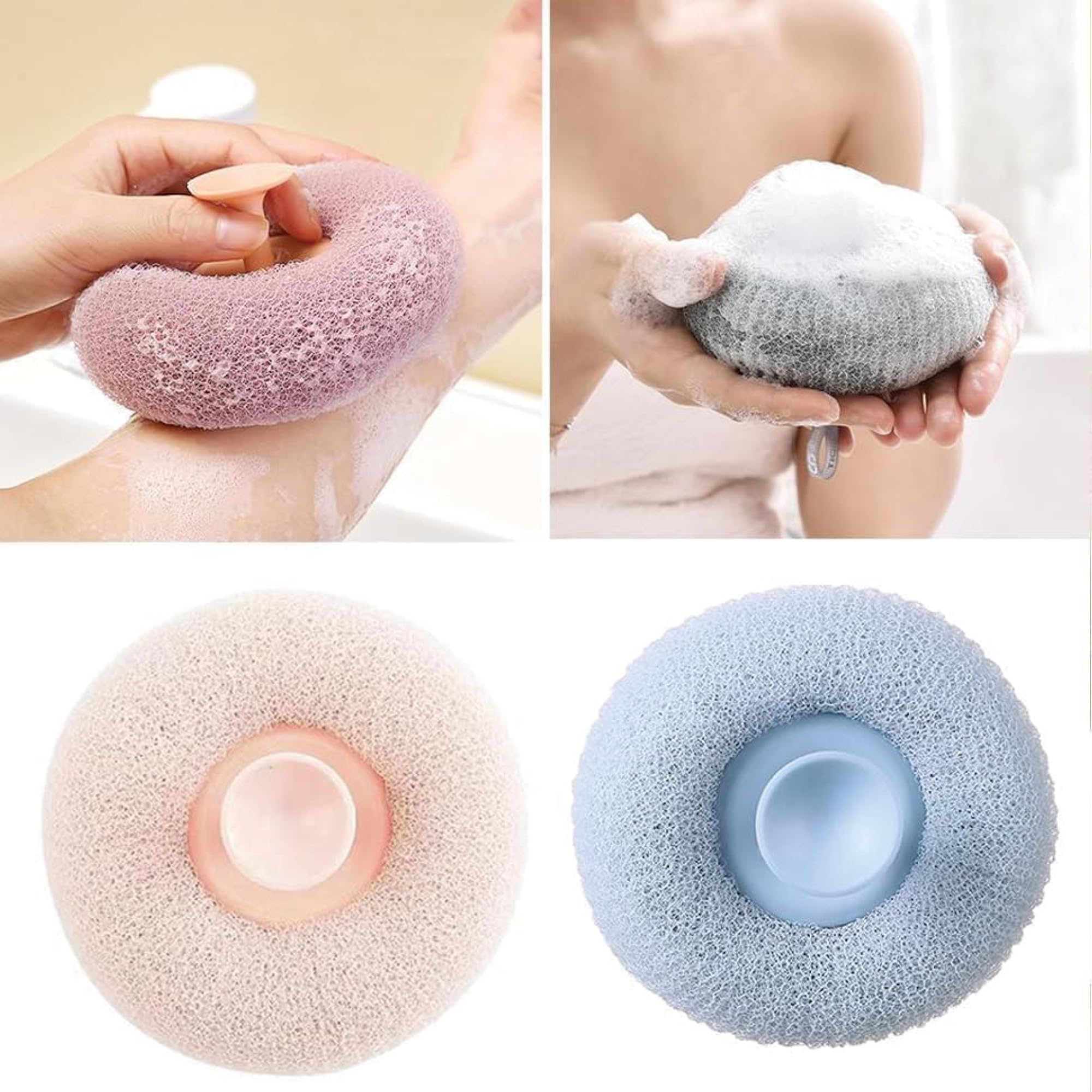 Soft Round Mesh Bath Shower Loofah Sponge, Deep Cleansing Scrubber