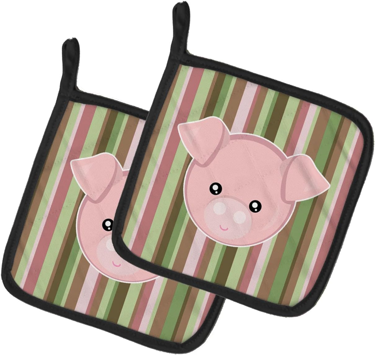 Caroline's Treasures BB6930PTHD Pig Face Pair of Pot Holders Kitchen Heat Resistant Pot Holders Sets Oven Hot Pads for Cooking Baking BBQ, 7 1/2 x 7 1/2