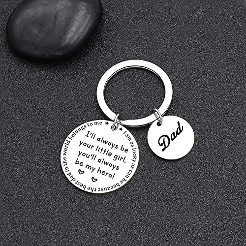 QMVMV Dad keyring Father’s Day Gift from Daughter - I'll Always Be Your Little Girl, You Will Always Be My Hero Keychain - Image 4