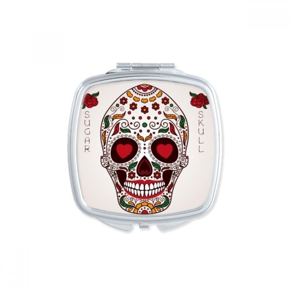 Miroir compact crâne de sucre mexicain format carré de poche de la marque DIYthinker
