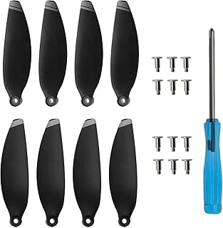 4 Pairs Quick Release Propellers Silver Stripes Replacement Props with Screw and Screwdriver Compatible with DJI Mavic Mini 2