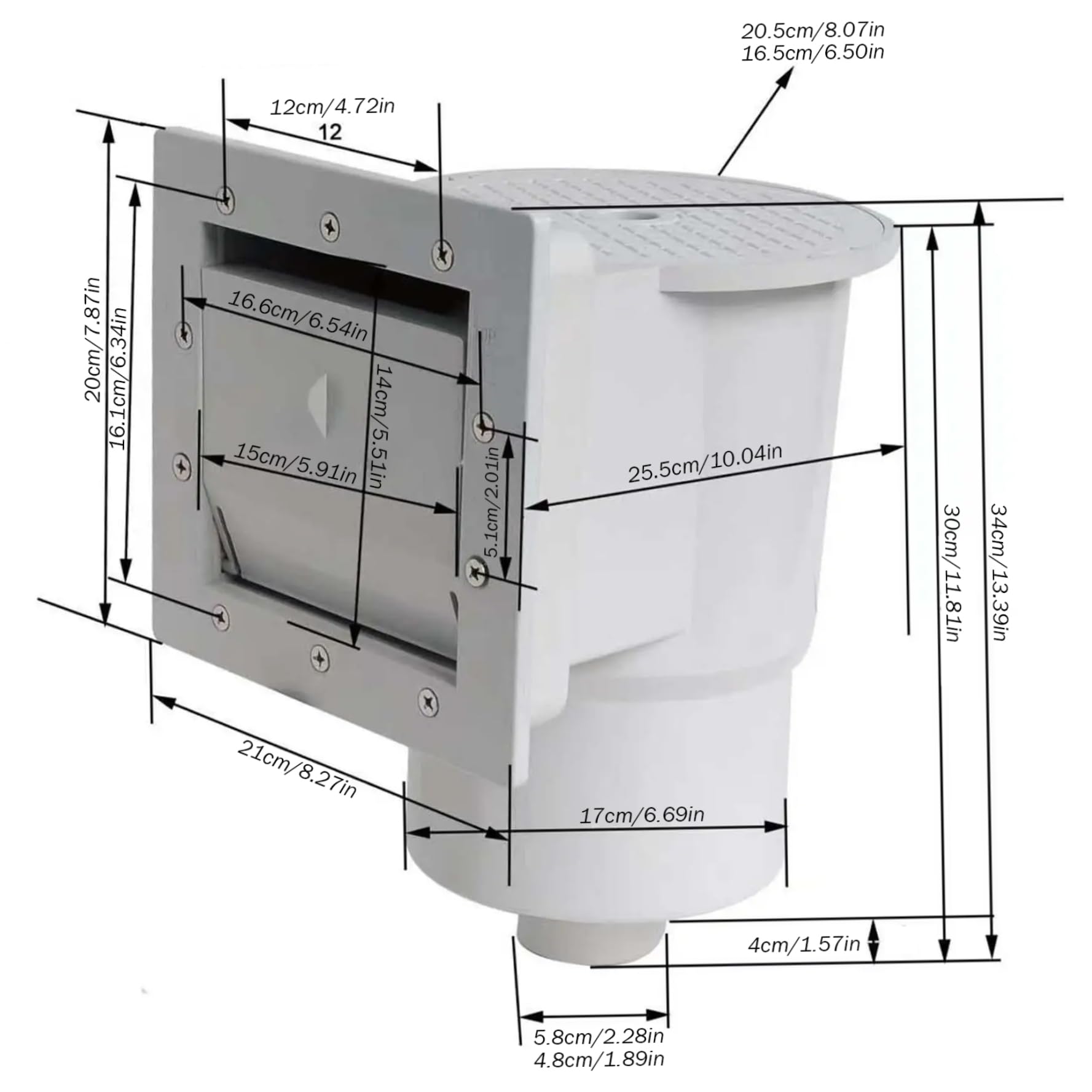 Skimmer per Piscina Fuori Terra Skimmer di Ricambio in ABS per Piscina per rimozione detriti di Foglie Accessori Fuori Terra