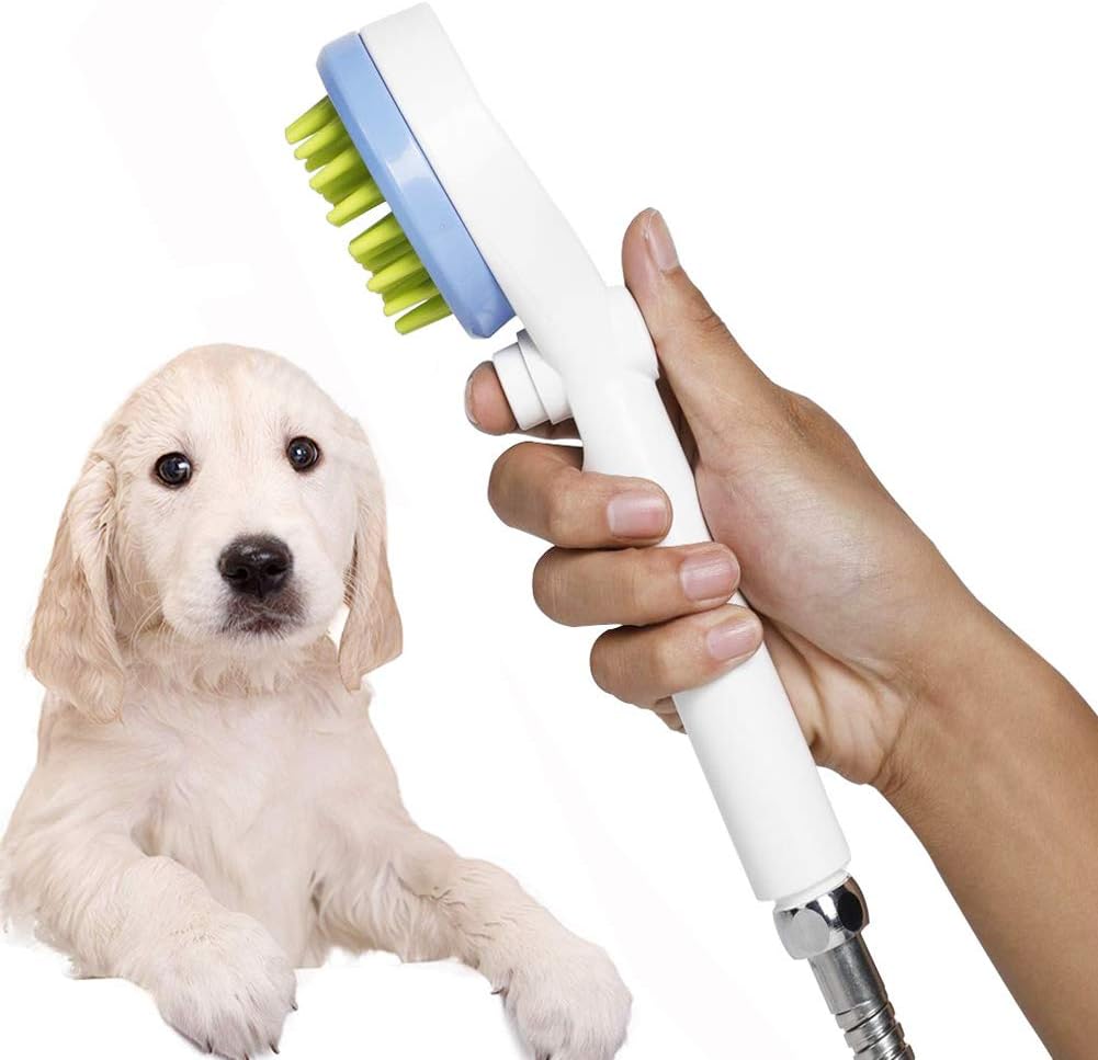 Emoly Pet Bathing Sprayer Scrubber Dog Bath Shower Sprayer Attachment Pet Bathing Tools Supplies Cat Shower Sprayer for Bathtub Brush Head（2020） : Pet Supplies