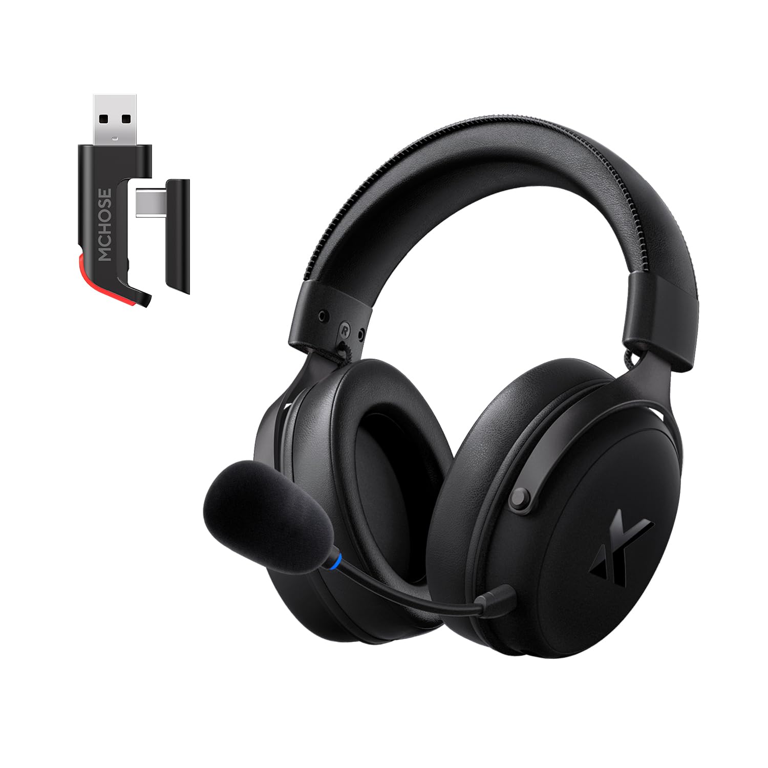 MCHOSE V9 Pro - Auriculares de juego para videojuegos, sonido envolvente 7.1 Esports, transductores de 53 mm, conexión trimodal, para PC, Mac y Switch - Negro