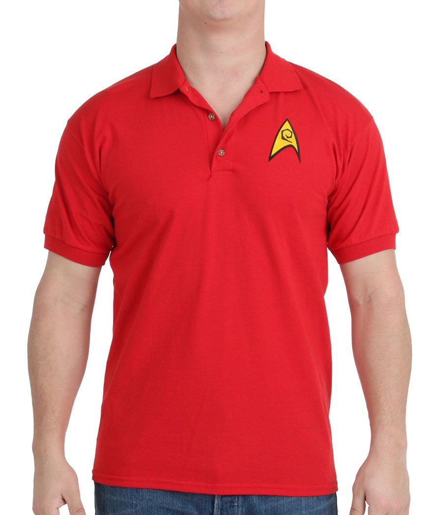 Mighty Fine Star Trek Security Uniform Polo Shirt-X-Large Red