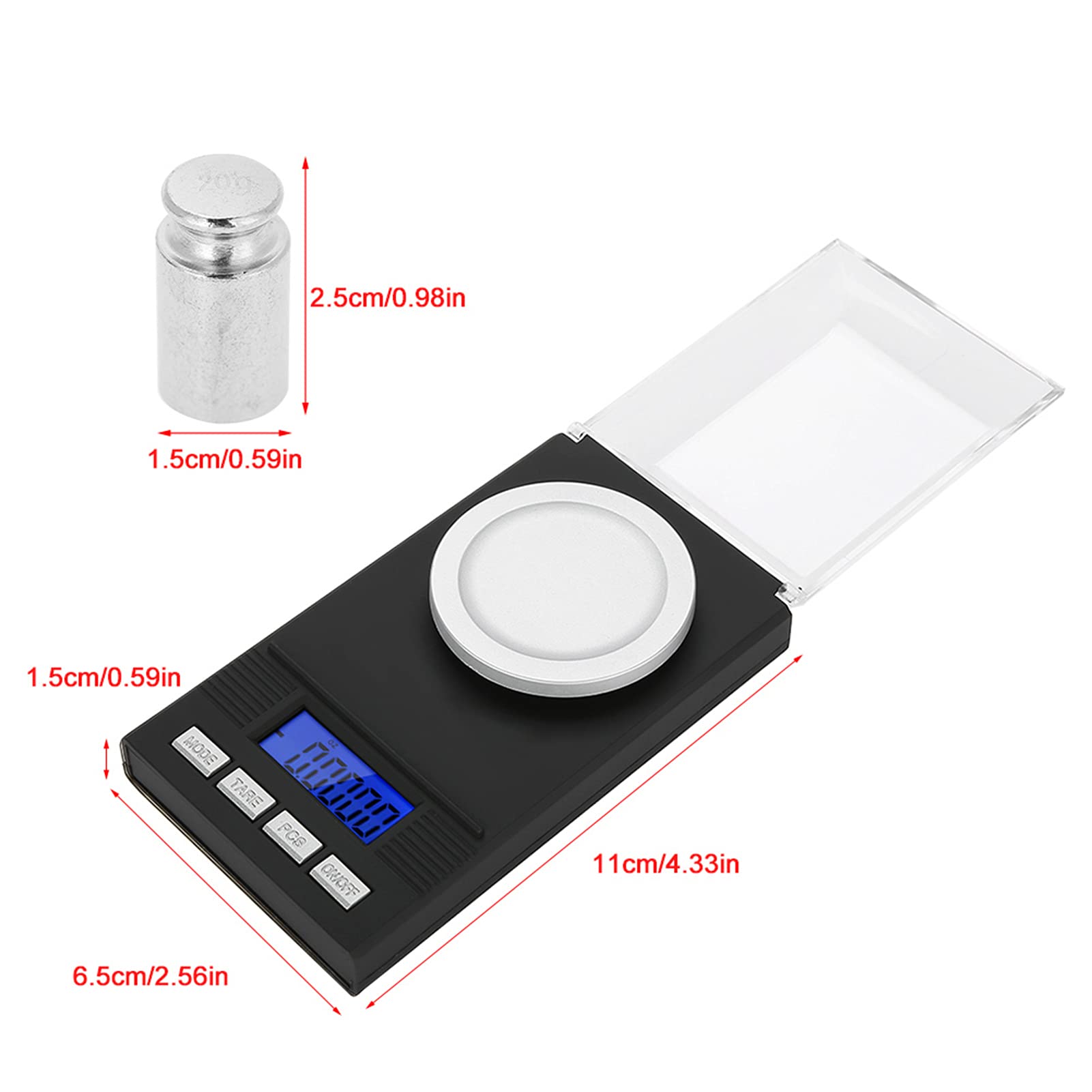 Waga probiercza 20 g/0,001 g, miligramowa waga z odważnikami kalibracyjnymi, waga kieszonkowa, waga do złota, waga do monet, waga do biżuterii, cyfrowa waga listowa z funkcją tary, funkcja PCS (20 g)