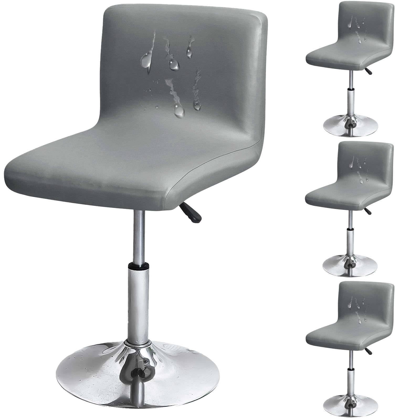 Wjhdwyd Gris Foncé Set Of 2 Heavy Duty Bar Chair Covers, Faux Leather Bar Stool Cover With Swivel Backrest Removable Bar Chair Cover Stool Cover For Restaurant Cafe(,Lot De 4)