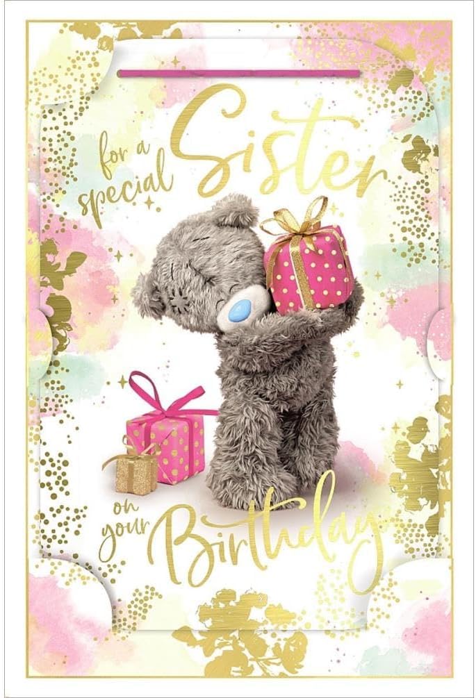 Me To You Bear 3D Holographic Special Sister Birthday Card ALM93092