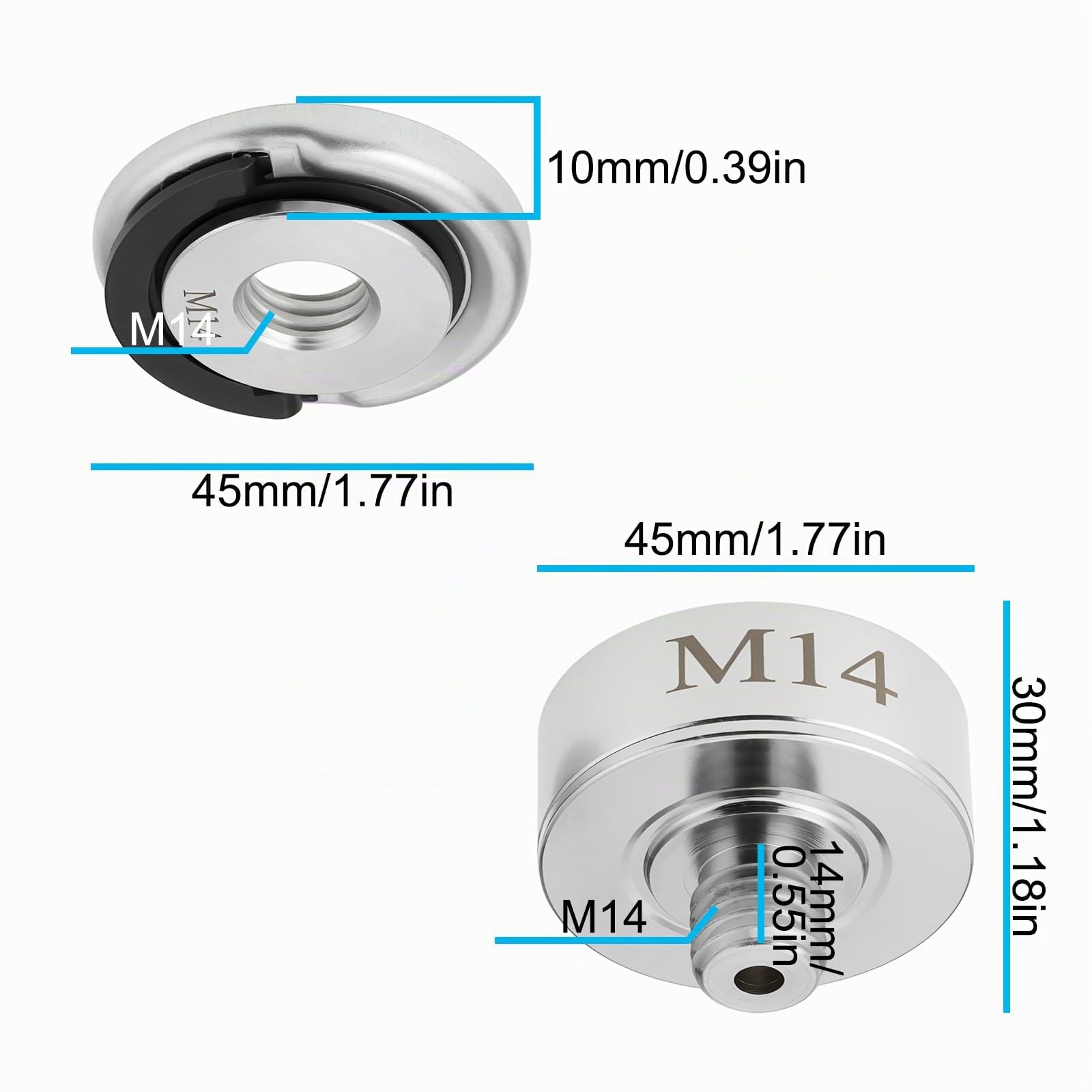 Create idea Adaptateur de Filetage M14 avec écrou à Bride en Acier Carbone Compatible avec Les Meuleuses d'angle X-Lock