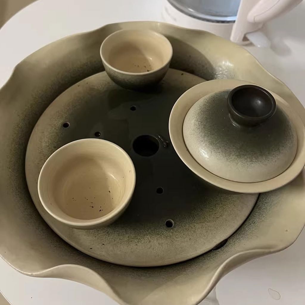 Blat taca na kawę kreatywna retro ceramiczna taca na herbatę salon taca biurowa okrągła taca suchy stół do parzenia kawy zestaw do herbaty Kung Fu pulpit taca na herbatę