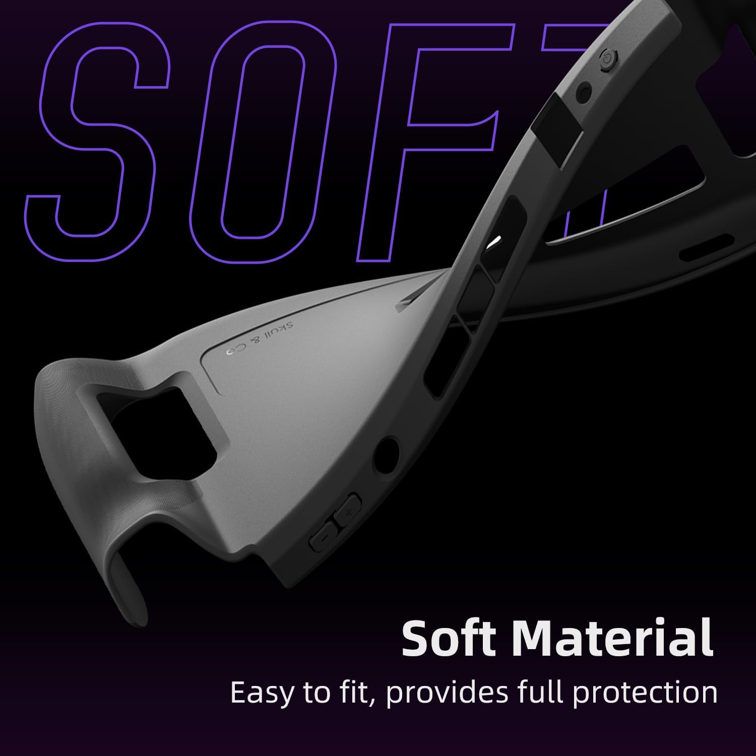 Skull & Co. GripCase Bundle for Steam Deck: Soft Protective Case with Textured Grips Full Protection and Stand, Non-Slip and Anti-Scratch Cover Design [with Slim Carrying Case] - Black