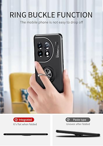 Miniatura 5 de Asuwish Funda de teléfono para OnePlus 11R con protector de pantalla de vidrio templado y accesorios para celda Soporte magnético para anillo TPU