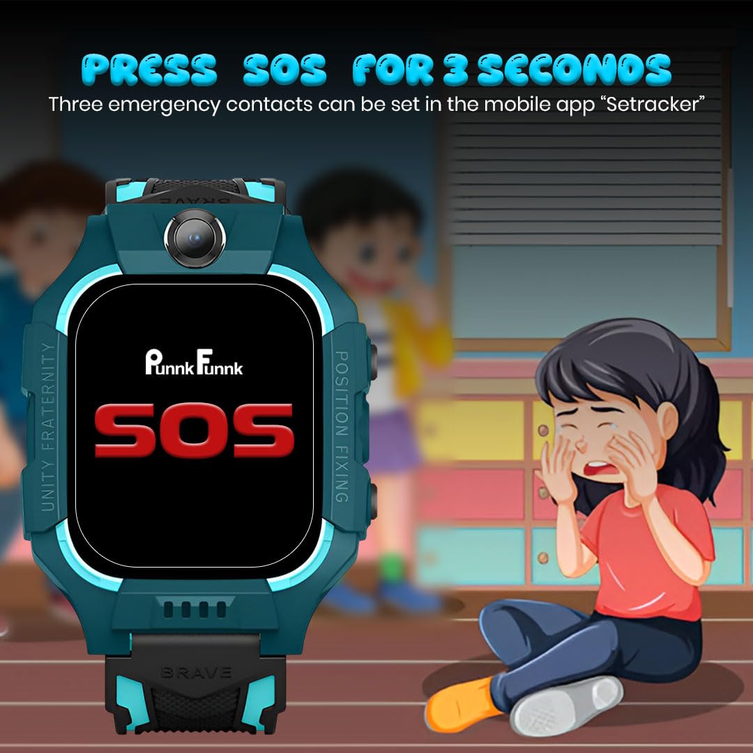 PunnkFunnk Q18 Kids Smart Watch, 2G/3G Connectivity, Two-Way Calling, Voice Calling, GPS Tracker, SOS Function, Camera & Water Rasistence, Smartwatch for Kids - Boys & Girls - (Green) — Amazon image 5
