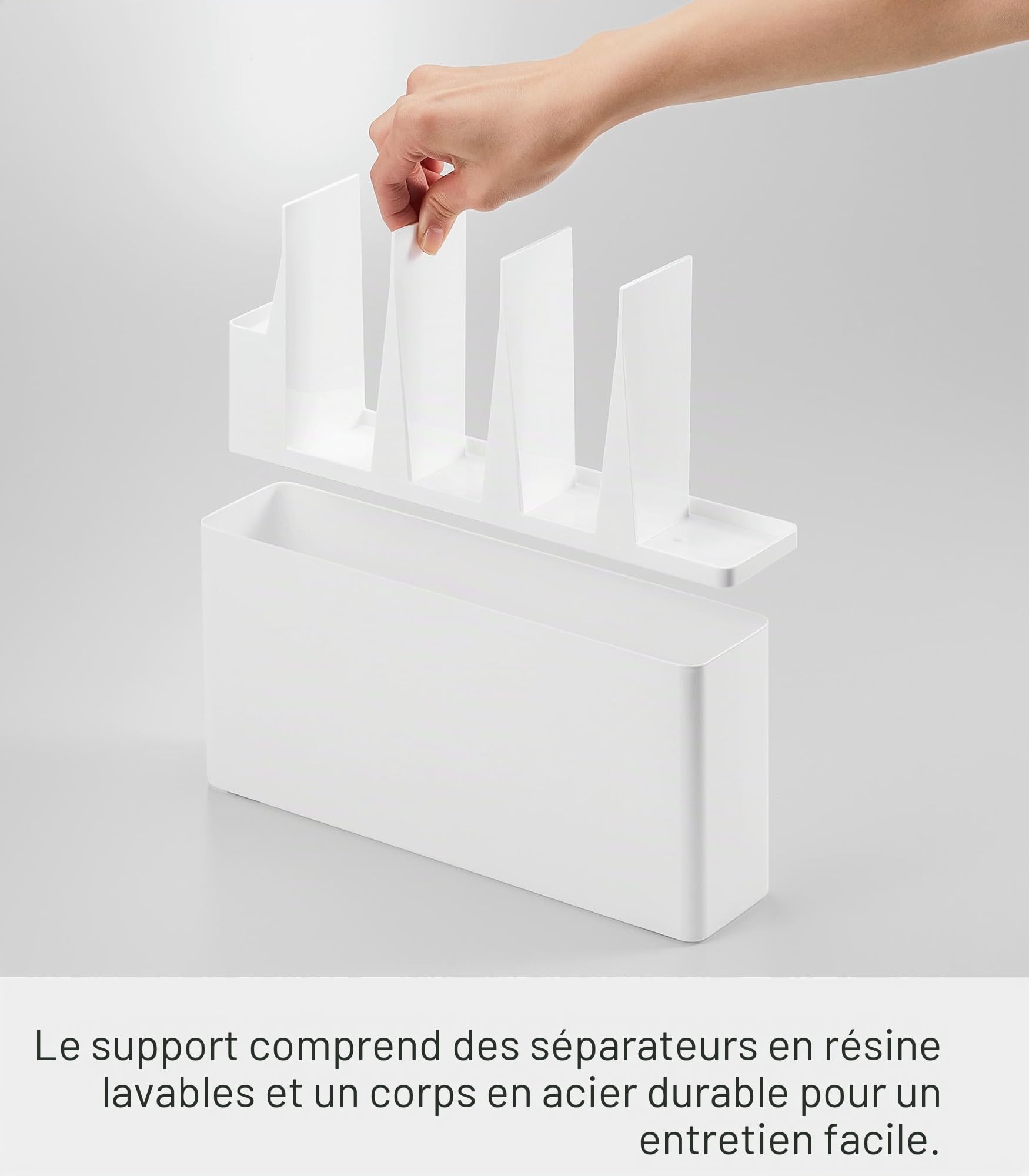 Yamazaki 8146 Organiseur pour ustensiles de cuisine en acier inoxydable Blanc