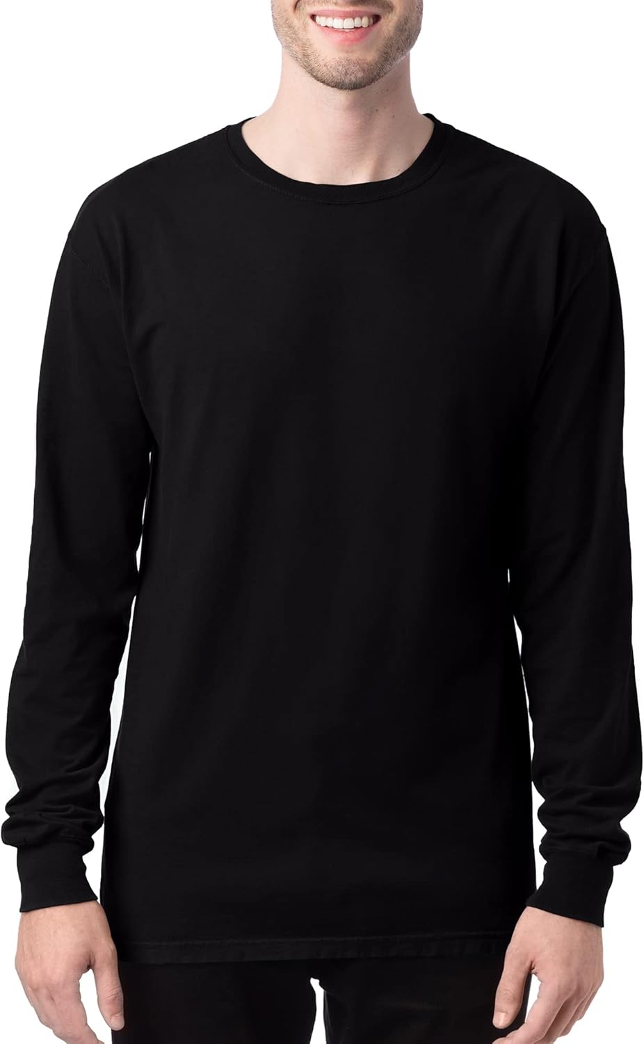 Hanes Mens Originals Long Sleeve Garment Dyed T-Shirt, 100% Cotton Tees for Men