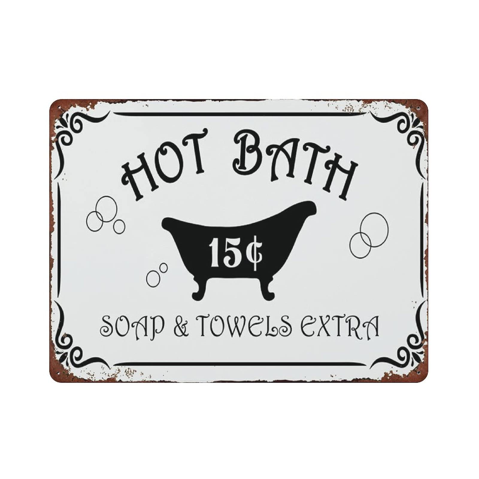 rayprint Hot Bath 15 Cents And Towels Extra Retro Tin Sign Party Farm Wall Decoration Iron Painting Metal Plate Gifts Idea 12x16in (30x40cm)