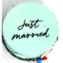 Just Married Cake Topper, Acrylic Black Wedding Toppers, Bridal Shower Cake Pick Decorations for Funny Wedding Engagement Bachelorette Party Decorations