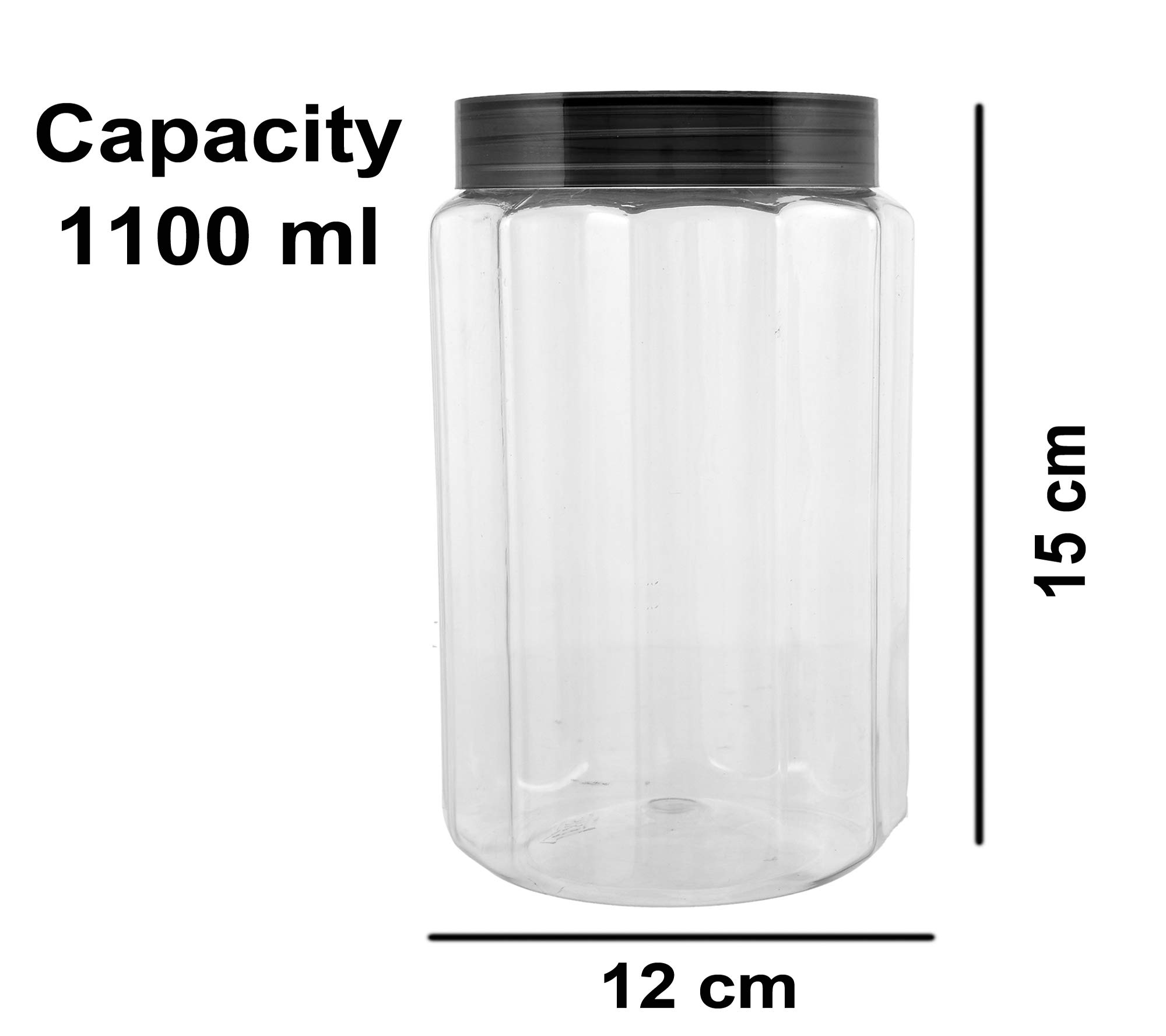 Kuber Industries Opal Plastikowy hermetyczny zestaw pojemników na słoiki dla zwierząt domowych (zestaw 6 1100, 1500 ml, szary)-KUBMARTK11058