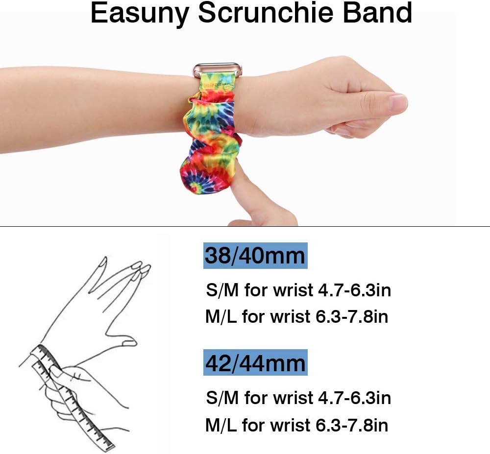 Easuny Scrunchie Bands Compatible with Apple Watch SE Series 6 40mm Women - Soft Cloth Scrunchy Elastic Bracelet Wristband Strap Replacement for iWatch 38mm for Girls Series 3 2 1，Painting Small