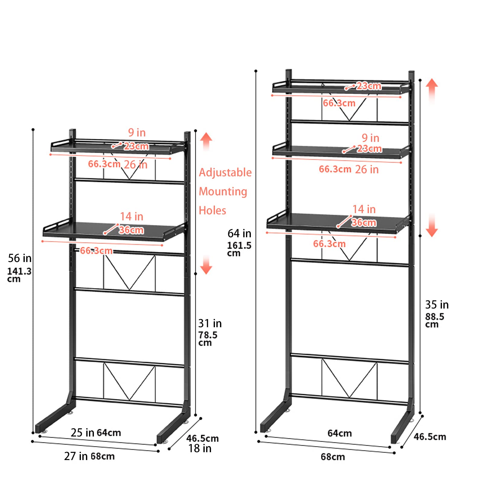 ABCOOL Organizador para lavadora de inodoro, estante de almacenamiento ajustable para estante de lavandería, baño, ahorra espacio con mesa de cajón ajustable en altura