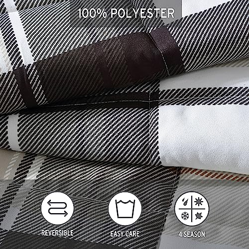 Eddie Bauer - King Comforter Set, Plaid Reversible Bedding, Stylish & Warm Home Decor (Normandy Grey, King),Grey/White/Beige #TOP5