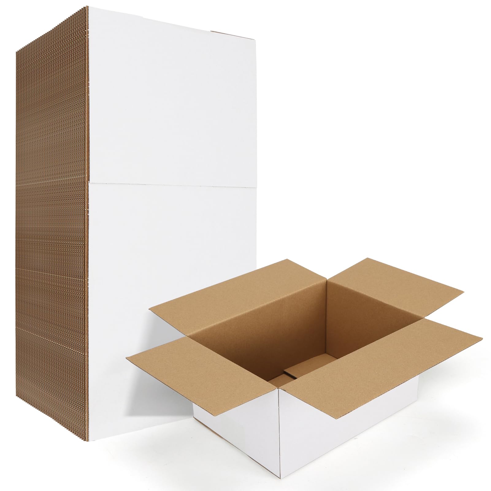 HORLIMER 40 Pack 10x7x5 Shipping Boxes, White Corrugated Cardboard Box for Mailing, Packaging, Small Business