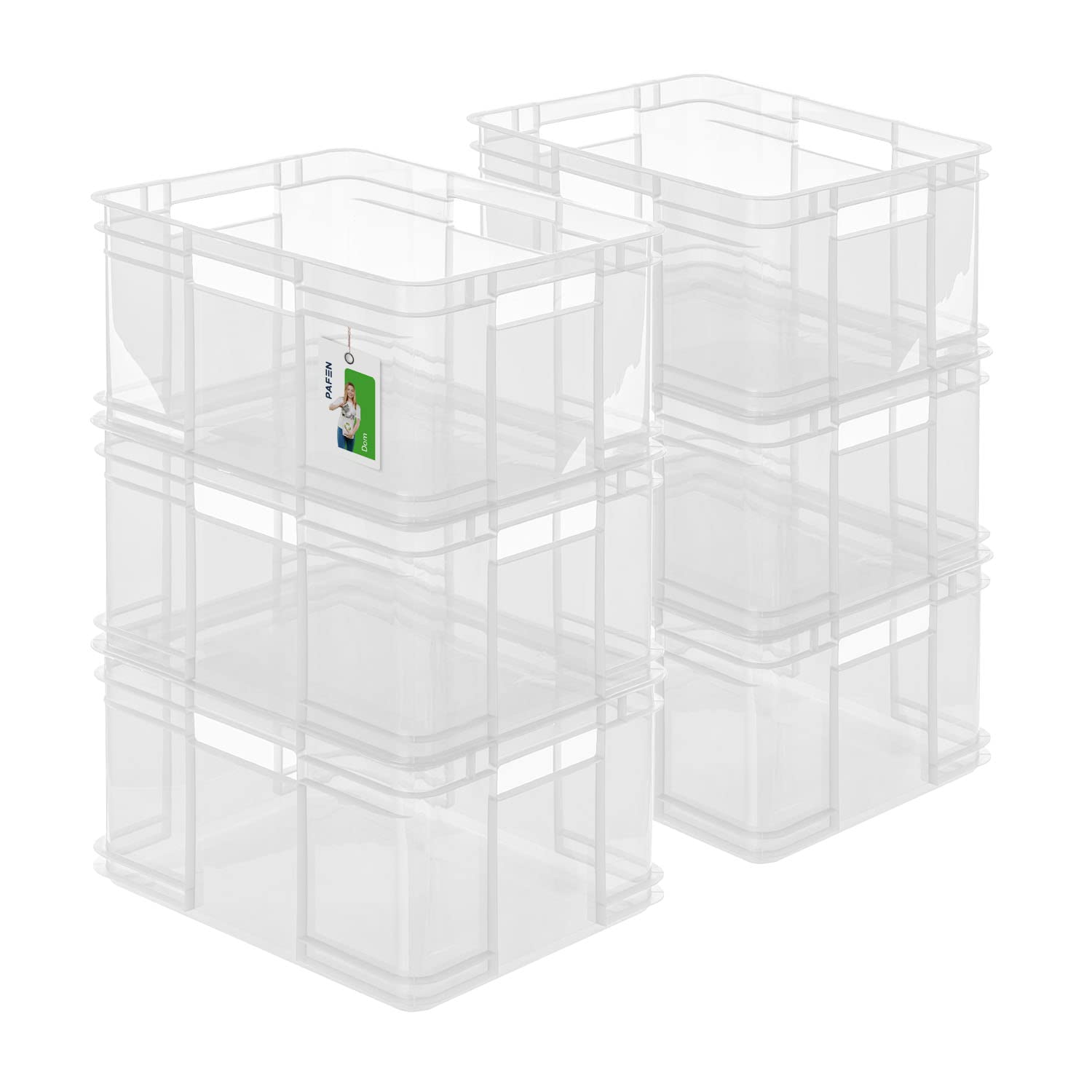 PAFEN 6x Eurobox impilabile 28l - 43 x 35 x 24 cm - contenitore per stoccaggio Euro-box trasparente impilabile per trasporto Euro-box in PP