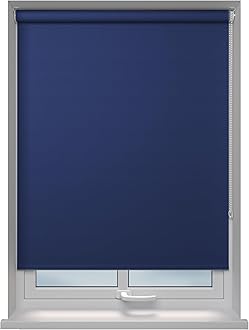 Roller blinds Thermal Blackout Roller blind - Trimmable UV Protection Child Safe Home Office Window Blinds Easy Fit Room Darkening shades Navy Blind 210cm wide x 210cm drop