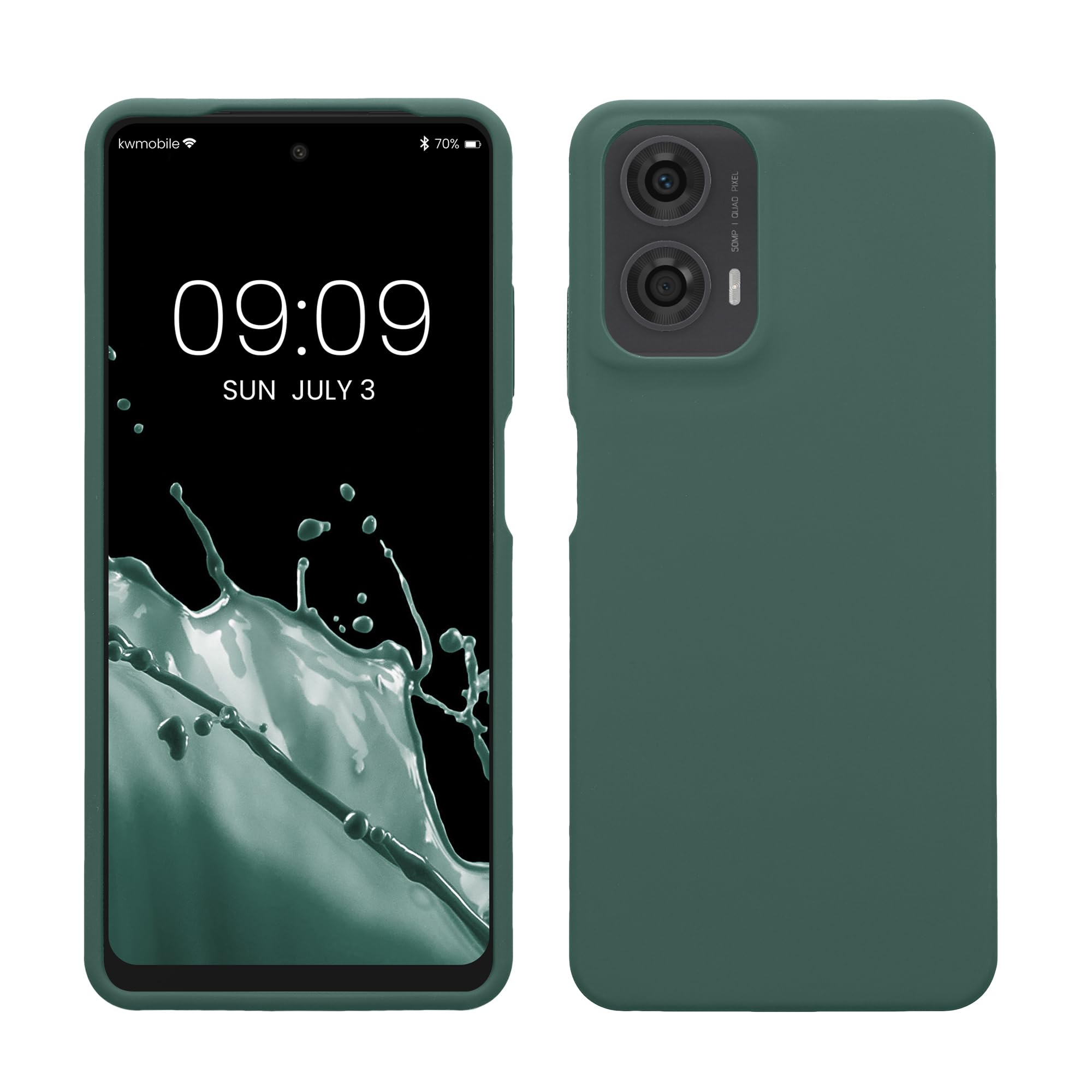 kwmobile Case for Motorola Moto G24 / E14 / G04 / G04s Case - Soft Cover - Shockproof Silicone - Wireless Charging Forest Green