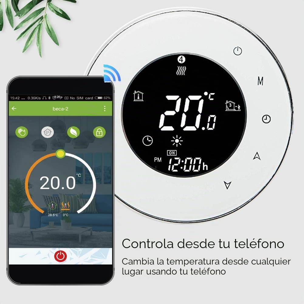 Termostato Wifi Inteligente Compatible con Alexa Google Home-Termostato Digital Inalambrico Calefaccion para Caldera de Gas,Controlador de Temperatura Programable 3A,220v