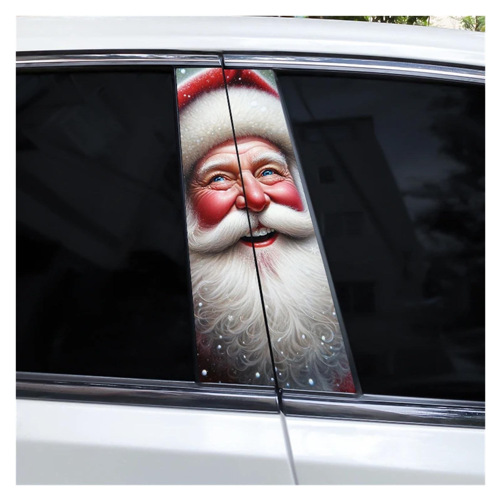 Car Side Decals 2pcs Christmas Kind Interesting Santa Claus Car B-Pillar Sticker Sunscreen Cover Scratches Center Column Decal(Style E)