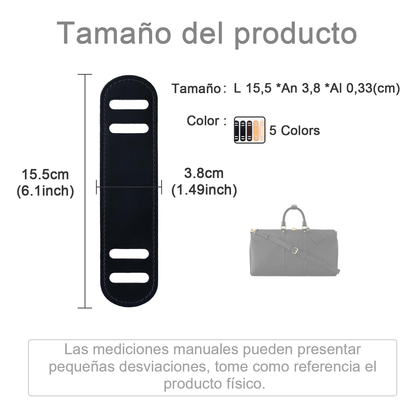 BERRY & SNOWY Cojín para Correa de Hombro de Cuero Vachetta, Adecuado para LV Keepall 45 50 55, Speedy P9 30 40 (Ancho de Correa ≤ 2,5 cm, Damier Negro).