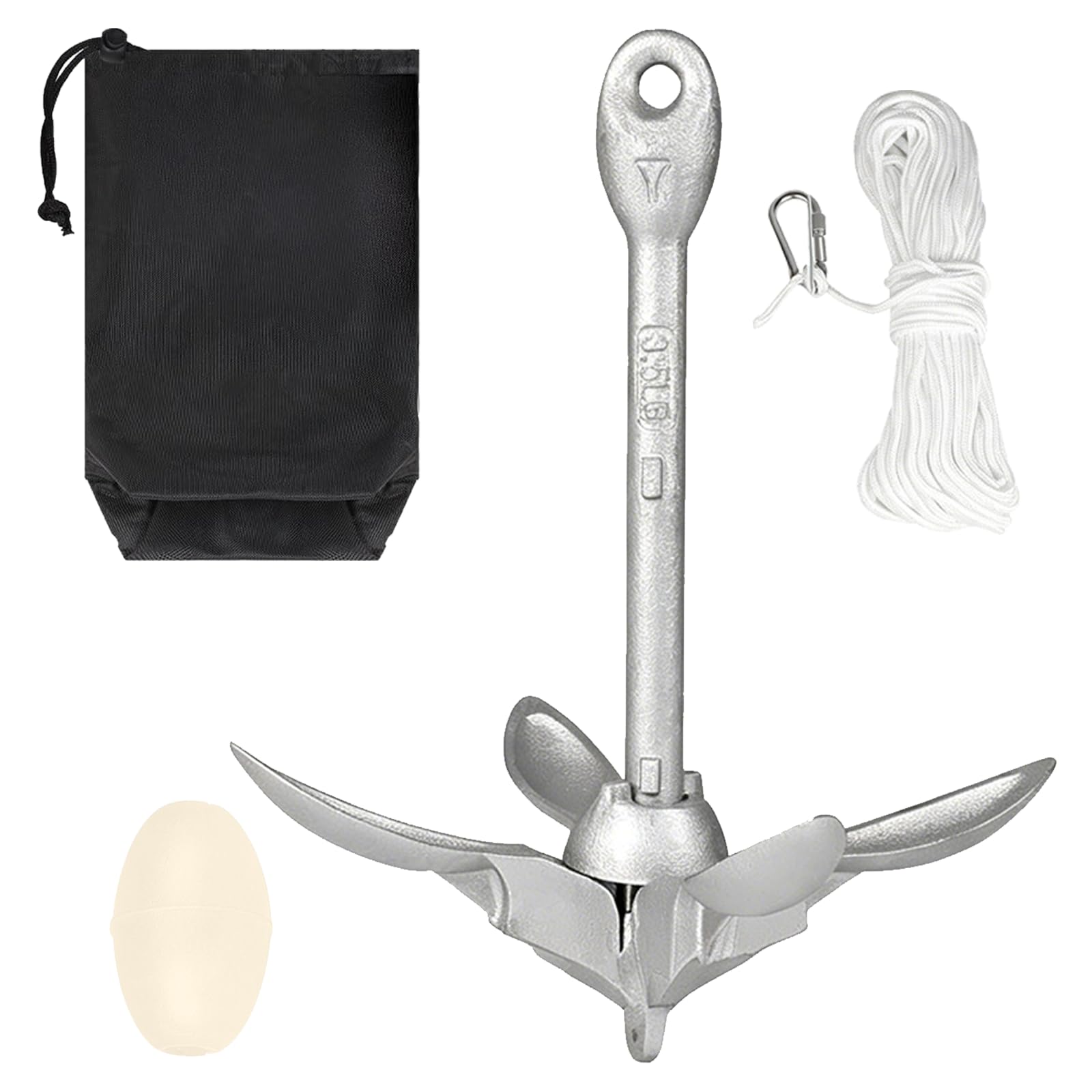 Anker Boot 6KG Faltanker mit 20 m Ankerleine und Tasche, Bootsanker für Kajak, Schlauchboot, SUP-Board, Kanu und Motorboot, Bootszubehör für Wassersport, Outdoor und Angeln