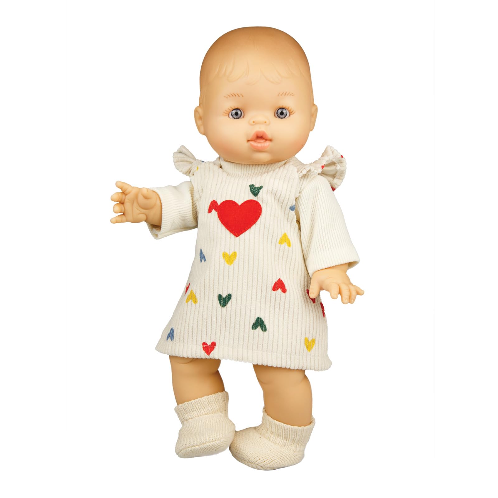 Heless 2530 - Ubranka dla lalek ''Heart Confetti'', 2-częściowy zestaw ze sztruksową sukienką i koszulką, dla lalek i przytulanek w rozmiarze 35-45 cm