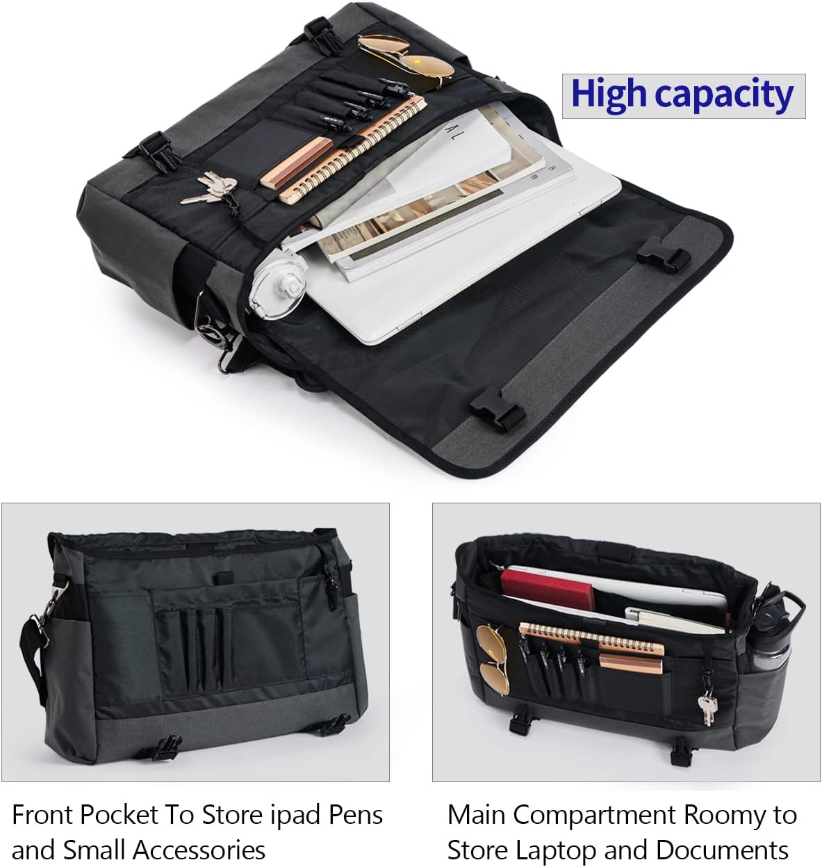 Messenger bag Laptop bag Briefcase Molle system Tactical style Detachable shoulder strap Shoulder Bags - Image 4