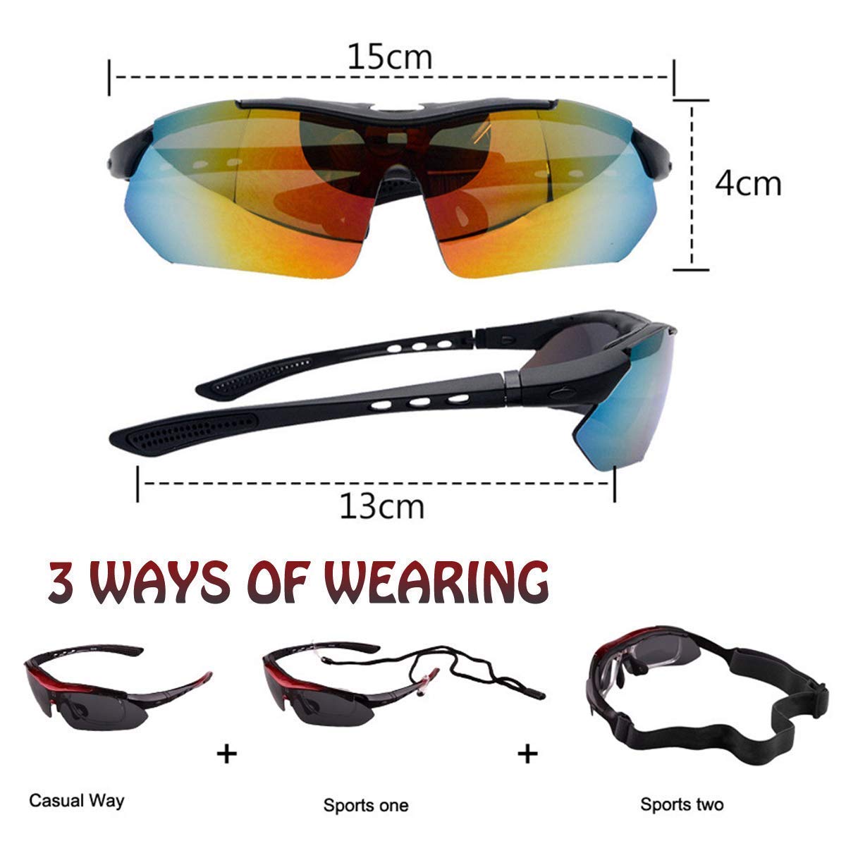 Riloer X7 - Lunettes De Soleil Tactiques Polarisées Avec 4 Verres Interchangeables, Idéales Sport, Cyclisme, Pêche, Ski - Unisexe