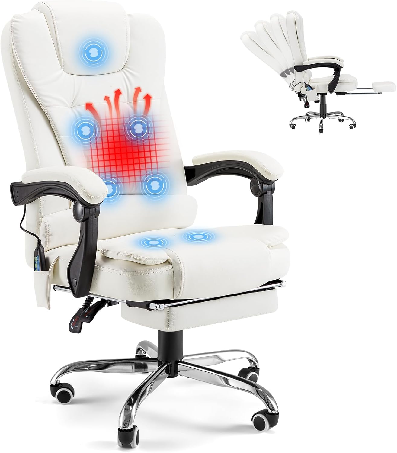YODOLLA Ergonomic Reclining Office Chair in Cream White