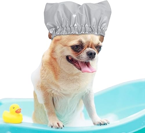 Miniatura 6 de Gorro de ducha para mascotas, gorro de baño para mascotas con correa ajustable, cubiertas para orejas de gatos, reutilizables, para gatos y perros