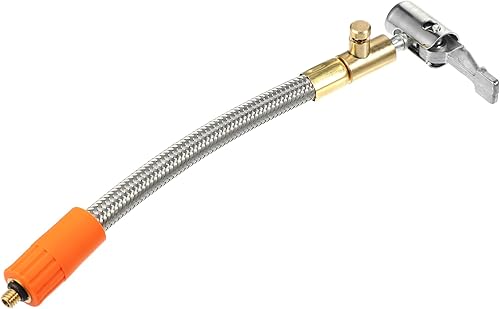 X AUTOHAUX Adaptador de manguera de inflador de neumáticos flexible de 7.9 pulgadas, tamaño de rosca M6, portabrocas de aire con manguera para