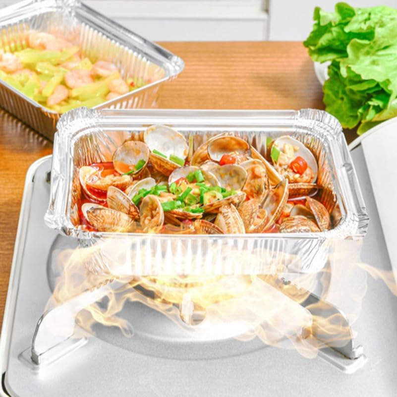 BESTOYARD 10Pcs Aluminum Foil Food Pans Disposable Cooking Plates for Bbq Oven and Air Fryer Use High Temperature Resistant Roasting and Grilling Accessories Tin Foil Food Containers