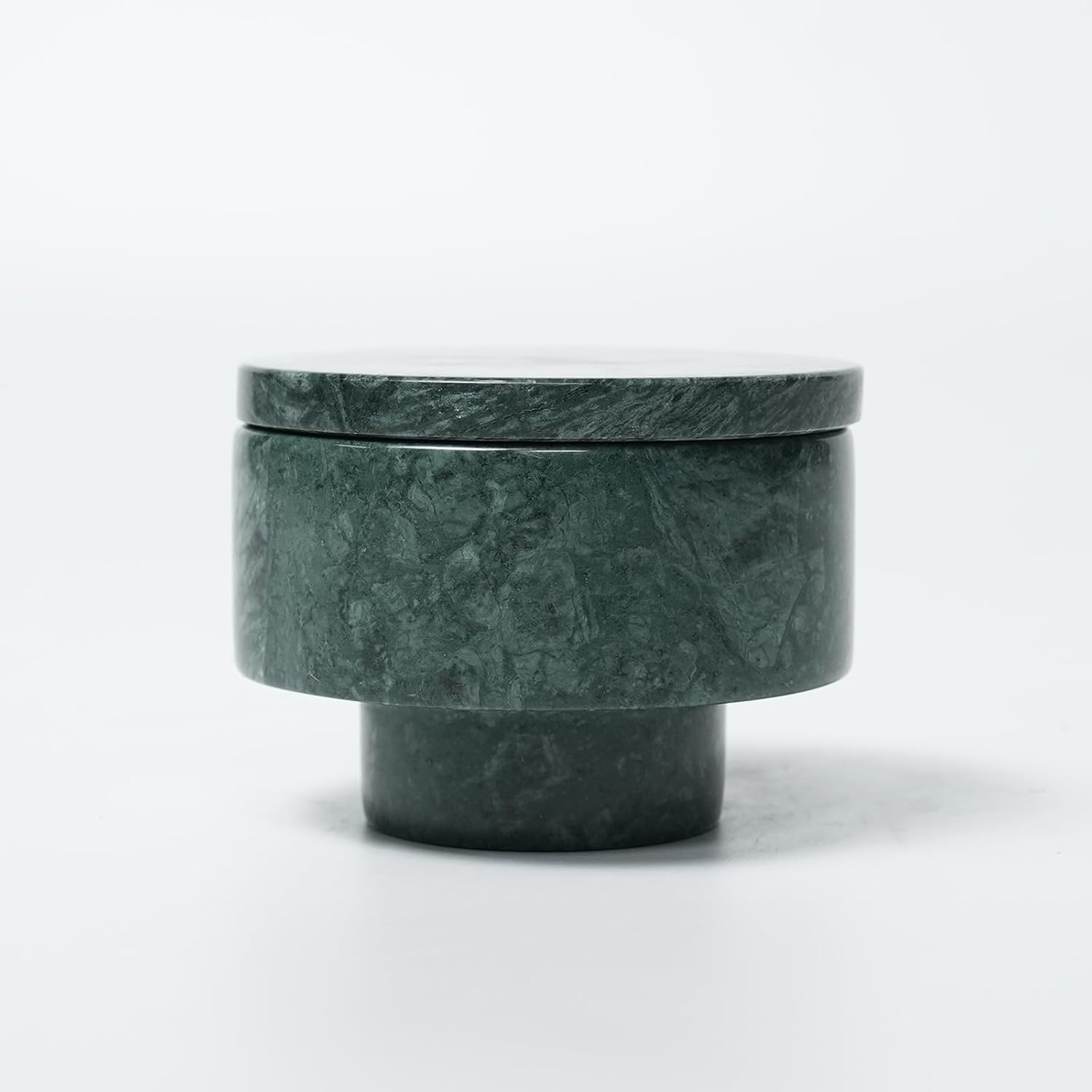 3.9" Green Marble Jar with Lid, Candle Vessel & Storage