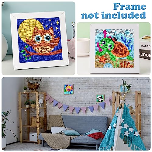 Labeol 4 Pieces 5D Diamond Painting Kit For Kids Full Drill Painting By Number Kits For Beginners Diy Diamond Rhinestone Art Craft Set For Home Office Wall Decor (Animal) #TOP5