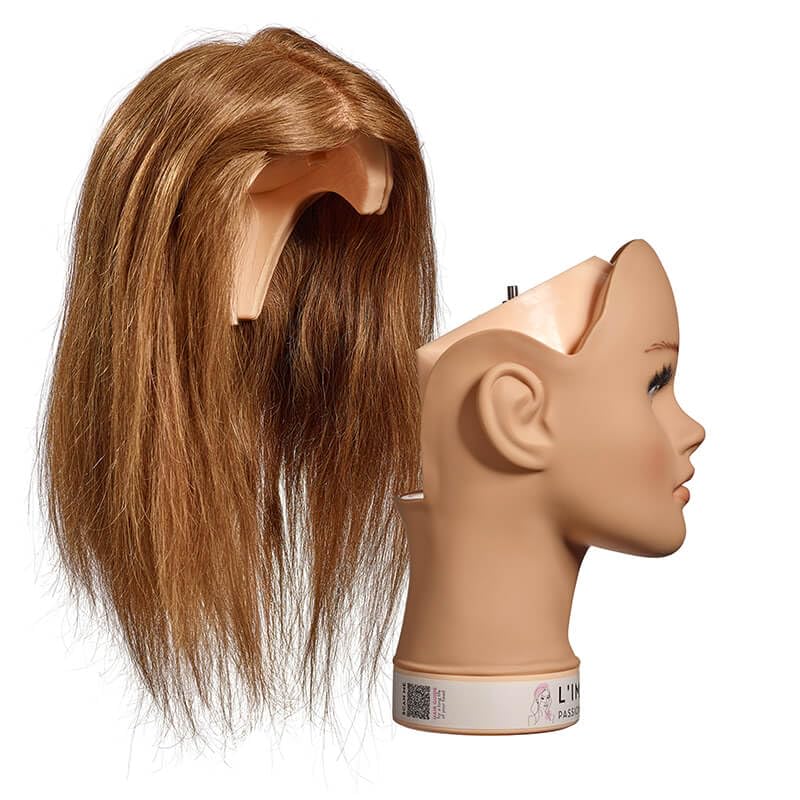 L'IMAGE Zestaw 3 głowic fryzjerskich Eco Line – Base Rebecca + Top 3 (głębokość koloru 7, średni blond, indyjskie prawdziwe włosy 30 cm długości włosów)