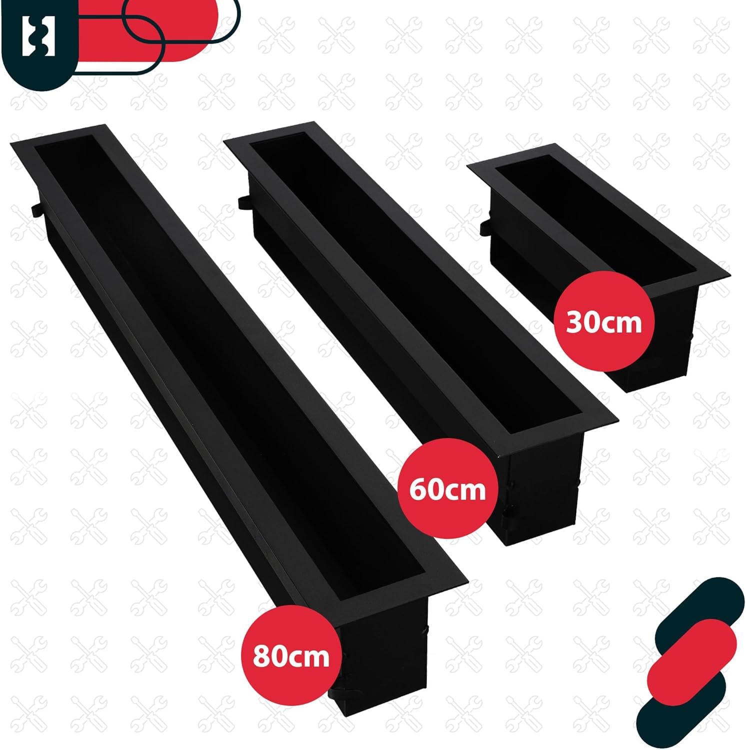 KOTARBAU® Rejilla Ventilacion - Acero Revestido - 60 cm - Negro - Rejilla Ventilacion Chimenea - Resistente Calor - Moderna Decorativa