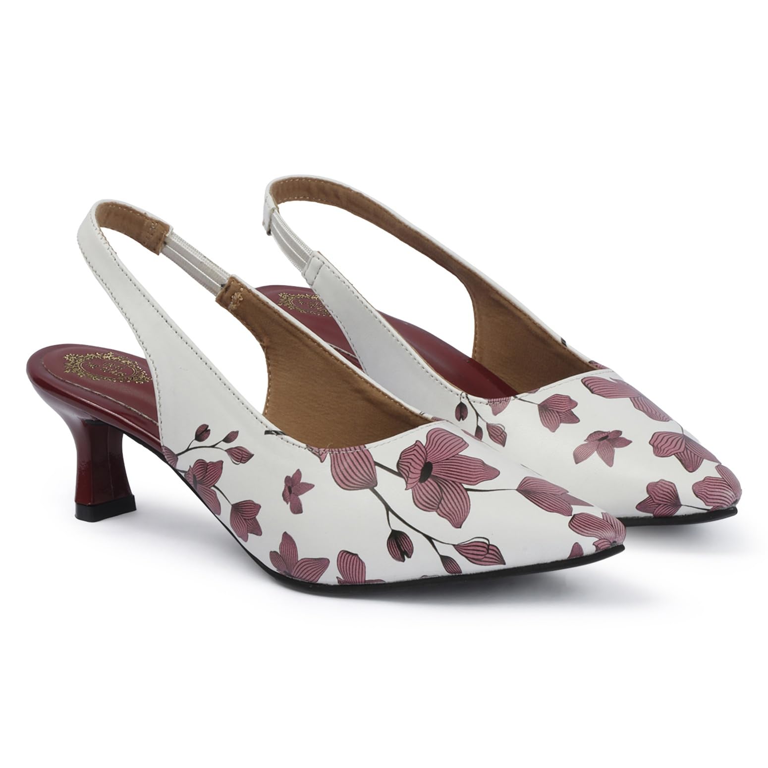 Women's Slingback Pumps Heels Pointed Toe Kitten Heels Sandals for Modern Women Printed Pumps for Women-picture-23