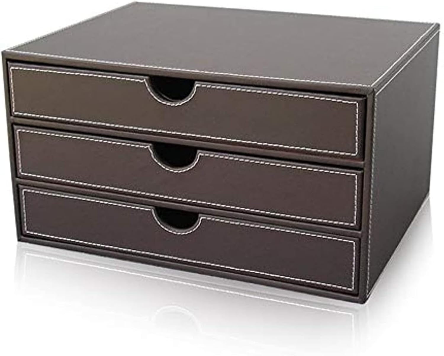 A4 ファイルボックス 引き出し付き キャビネット 多機能 PUレザー デスクオーガナイザー ファイル収納 引き出し付き デスクトッ