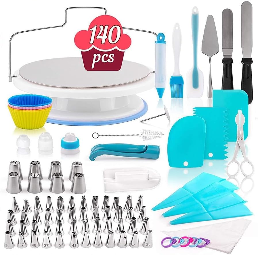 140 Piece Cake Baking Tool Set Turntable Combination Flower Mouth Cream Bag